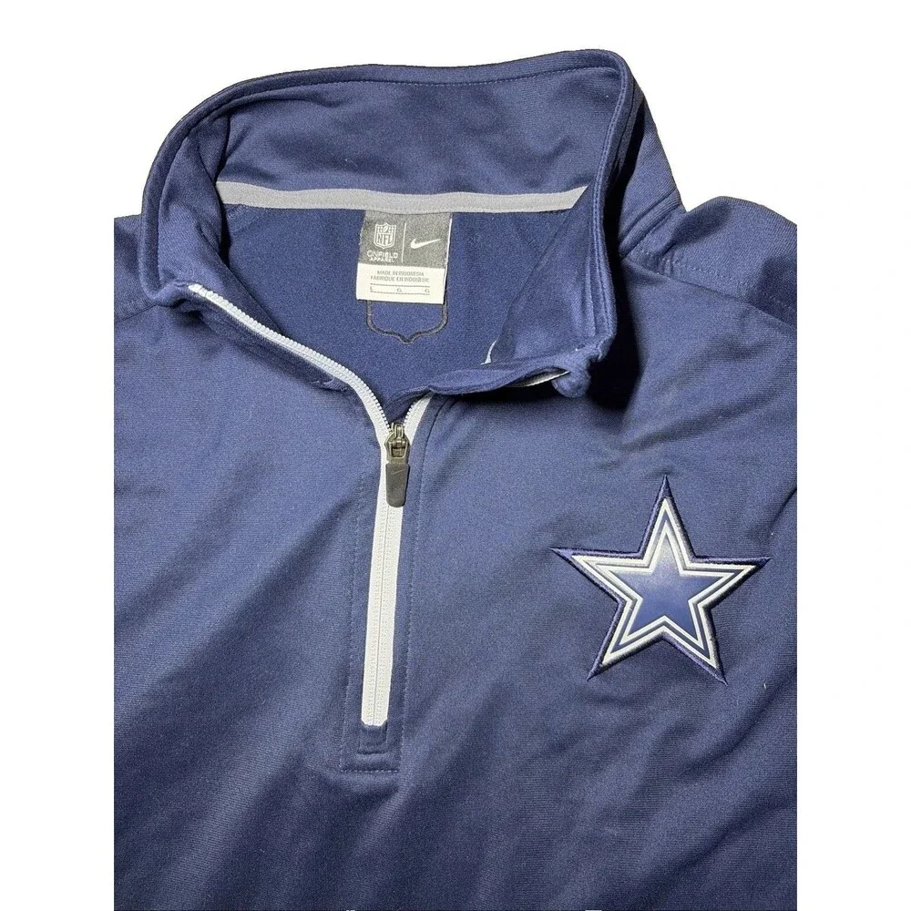 Nike Dallas Cowboys NFL On-Field 1/4 Zip Jacket Pullover Blue Tan Men's Large